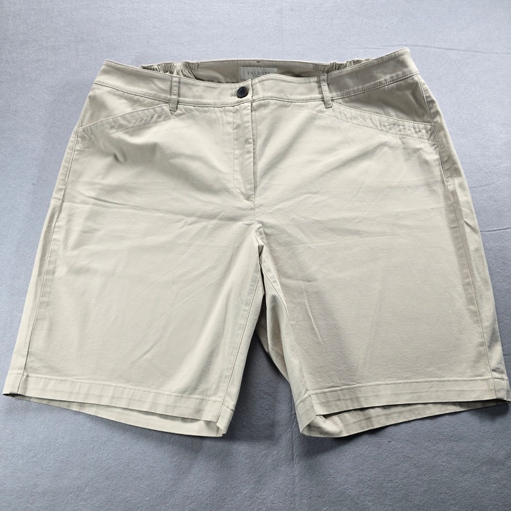 Talbots Plus Khaki Chino Shorts Womens 16W Tan Elastic Waist Cotton Twill Casual